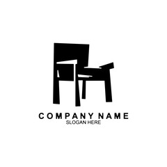 Minimalist furniture logo design style, unique chair logo.