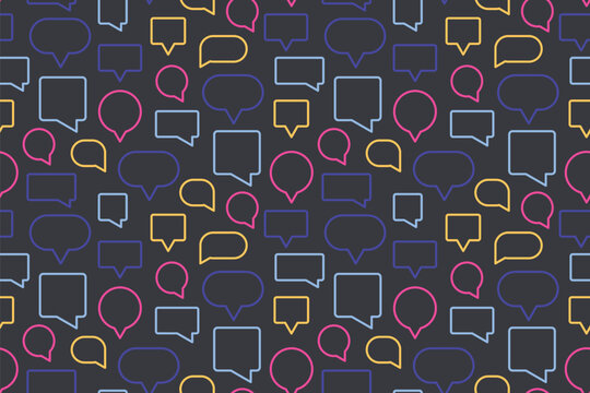colorful speech bubbles seamless pattern, perfect for stationery products such as notebooks, planners, and wrapping paper, social media graphics- vector illustration