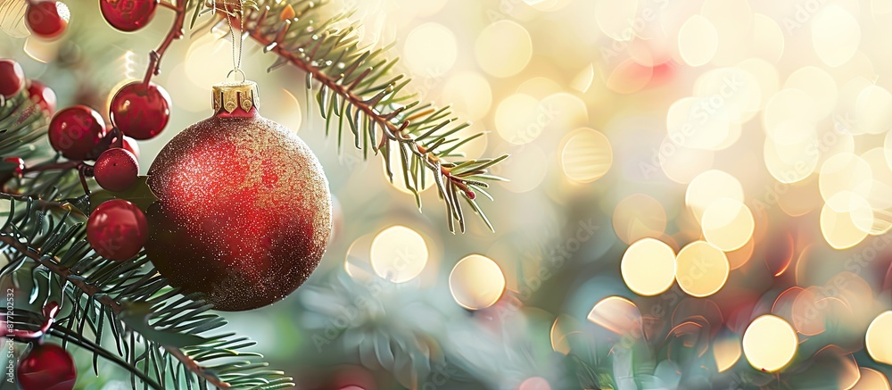 Aufkleber christmas tree ornament on abstract backdrop with copy space image