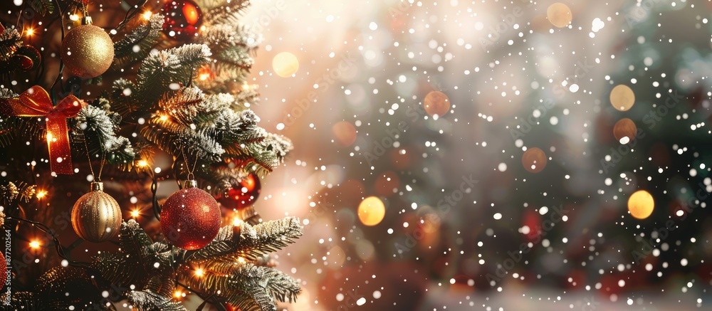 Aufkleber festive backdrop adorned with a decorated christmas tree and ornaments ideal for copy space image