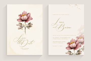 Aesthetic Wedding Invitation Template with Vintage Flower Arrangement