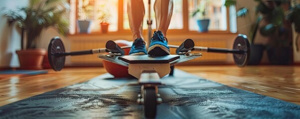 Individual using a rowing machine at home, showcasing effective cardio workouts