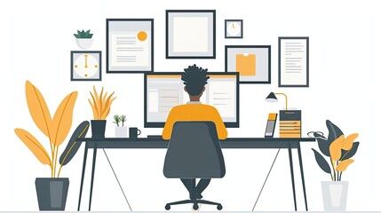 Person setting up a home office with ergonomic accessories, highlighting remote work readiness