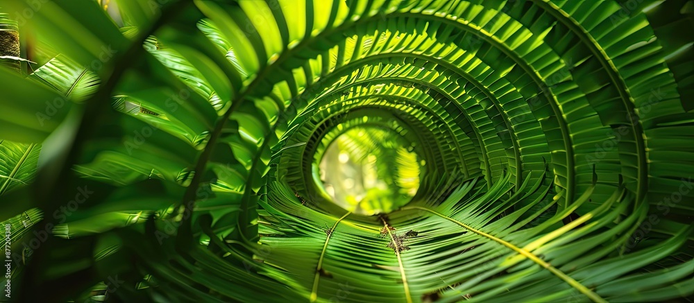 Aufkleber tropical leaf tunnel on a verdant fern leaf background with copy space image