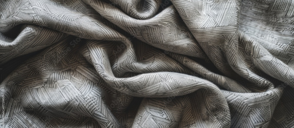 Poster close up of a gray cotton fabric with folds ideal as a background or for clothing production with co