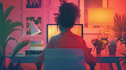 Remote worker adjusting lighting for a video call, representing the importance of a professional appearance