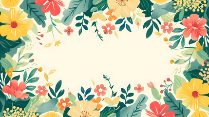 Obraz premium A colorful flowery border with a white background