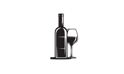 Wine bottle with wineglass black logo