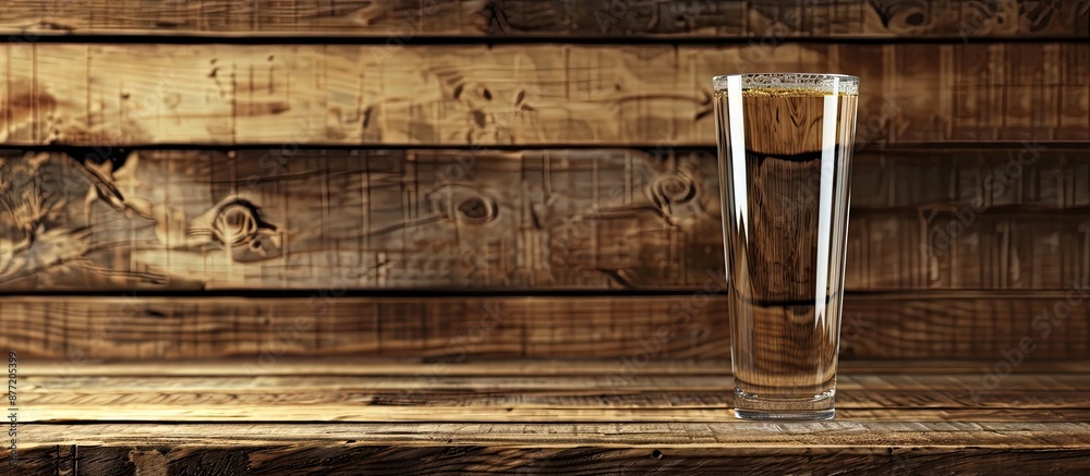 Aufkleber a clear beer glass on a wooden surface with space for text and a copy space image