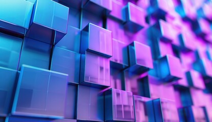 Obraz premium Abstract 3D Geometric Pattern with Blue and Purple Cubes
