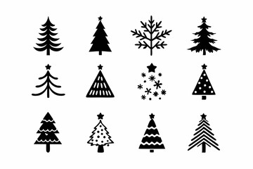 Obraz premium Christmas Tree SVG, Christmas Tree icon bundle, Hand drawn Christmas tree silhouettes