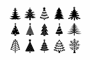 Obraz premium Christmas Tree SVG, Christmas Tree icon bundle, Hand drawn Christmas tree silhouettes