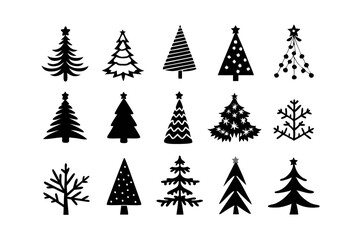 Christmas Tree SVG, Christmas Tree icon bundle, Hand drawn Christmas tree silhouettes