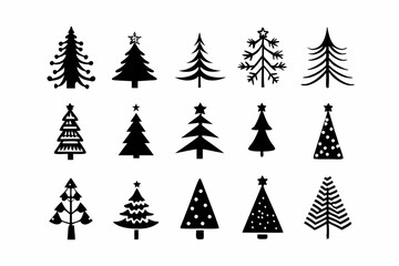 Christmas Tree SVG, Christmas Tree icon bundle, Hand drawn Christmas tree silhouettes