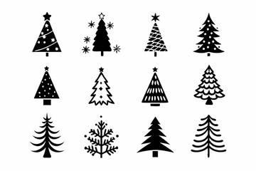 Obraz premium Christmas Tree Vector Bundle, Christmas tree icon