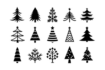 Obraz premium Christmas Tree Vector Bundle, Christmas tree icon