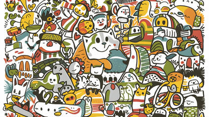 Fototapeta premium Playful Ink Strokes A Nostalgic Doodle Tableau