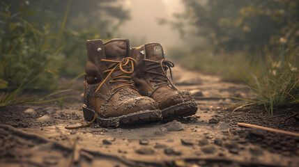 Abandoned Pair of Shoes Representing Journey and Abandonment