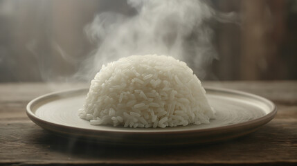 a plate of hot white rice