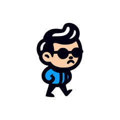 cute boss with eyeglass character logo vector illustration template design