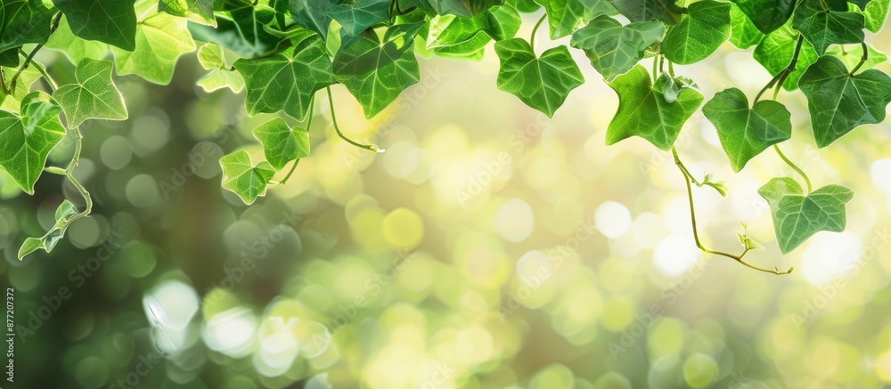 Poster green ivy leaves with a natural background and copy space image