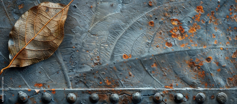 Aufkleber Iron profile texture on a gray metal leaf background with copy space image