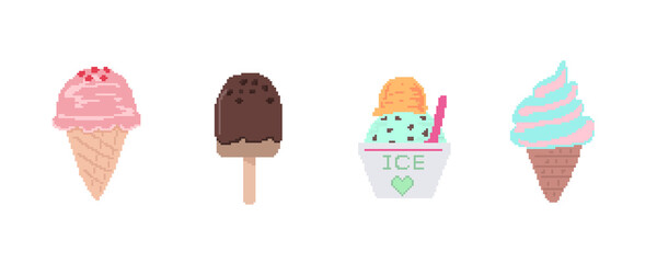 カラフルなかわいいアイスクリーム, ドット絵