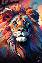 Colorfull_lion_realistic_vector_3d, generative IA