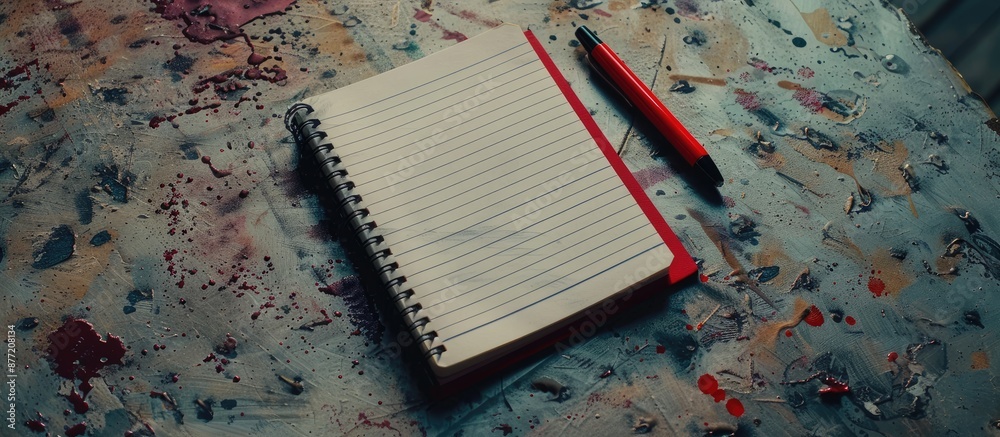 Aufkleber A textured background featuring a blank notebook pen and copy space image for your design or business concept