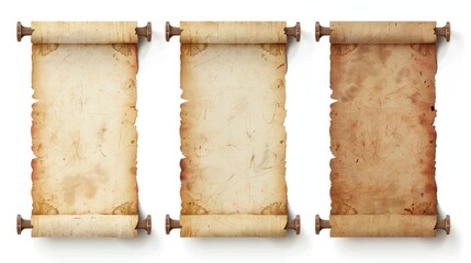 Antique scroll on white background Vertical banners collection