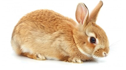 Obraz premium Adorable brown bunny on a white background