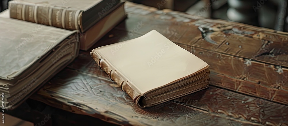 Poster Small notebook with plenty of blank pages for jotting down notes sketches or ideas perfect for on the go. with copy space image. Place for adding text or design