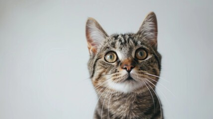 Obraz premium Adorable cat portrait against a white backdrop