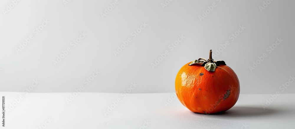 Leinwandbilder A ripe persimmon displayed on a plain white backdrop with copy space image