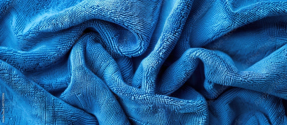 Aufkleber Top view photo of a blue towel fabric texture with a background suitable for adding text or elements copy space image