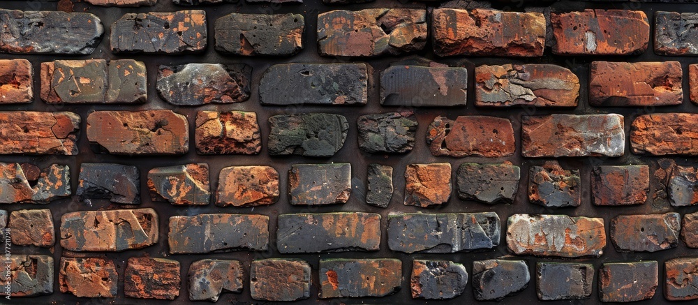 Poster close up view of a perspective brick wall with a copy space image