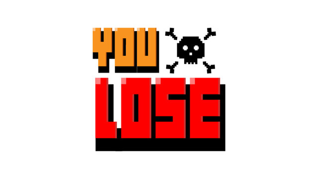 You lode text on white background.8 bit game.retro game.