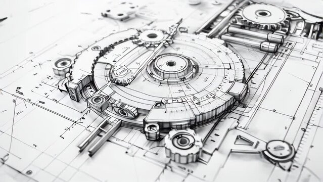 Engineering drawing of mechanism and design background