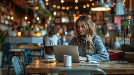 An entrepreneur working on a laptop in a co-working space, representing the modern startup culture