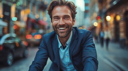 Fototapeta premium Smiling Man in a City Street
