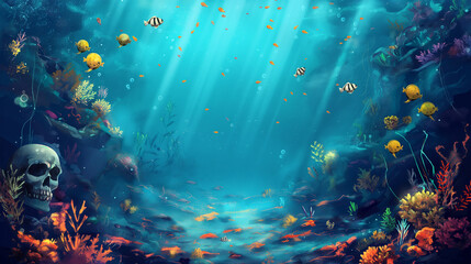 Naklejka premium Underwater isolation background, game background, mobile game, video game background, Illustration