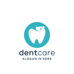 Dental teeth tooth dentist with bear logo design template