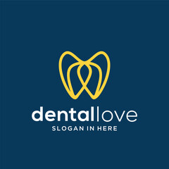 Line logo dental teeth tooth dentistry clinic logo vector illustration.