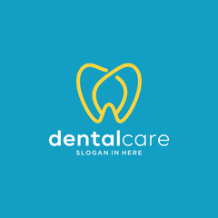 Minimalist dental care logo design with a line art style