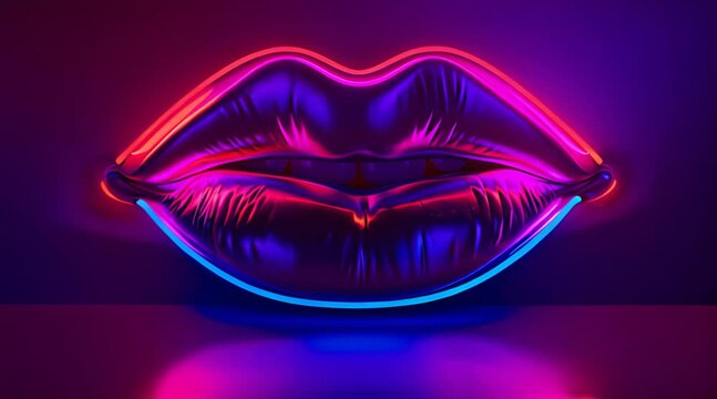 Beautiful lips with neon lighting