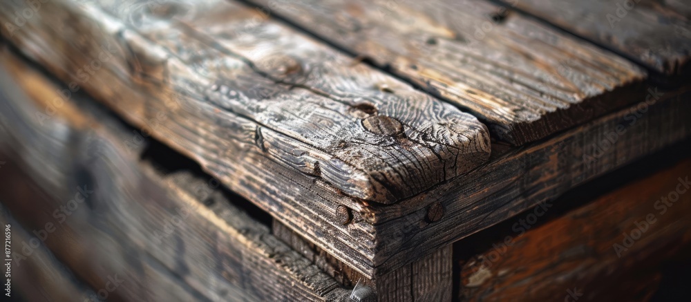 Poster Close up view of an aged wooden crate used as a background for a copy space image