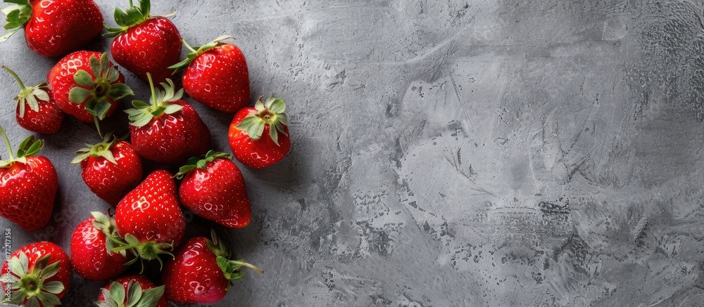 Aufkleber a gray background showcases fresh strawberries with ample copy space image