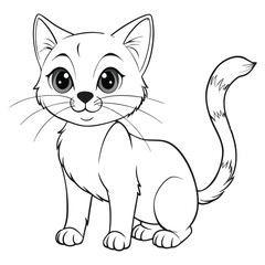 Fototapeta premium Siamese Cat Cartoon Animal Illustration BW