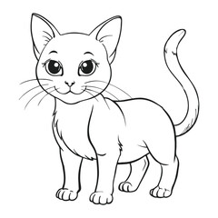 Fototapeta premium Siamese Cat Cartoon Animal Illustration BW