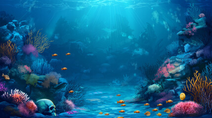 Obraz premium Underwater isolation background, game background, mobile game, video game background, Illustration